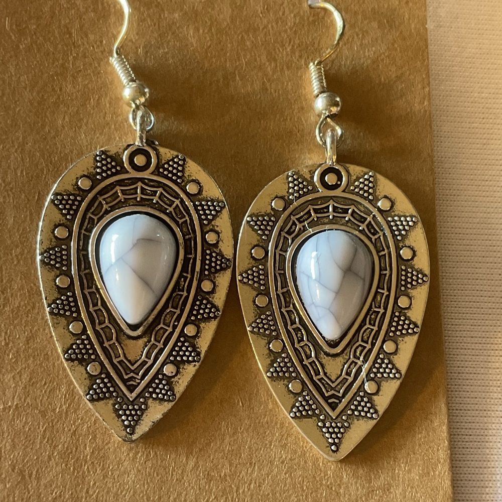 Tibetan/western style teardrop turquoise earrings